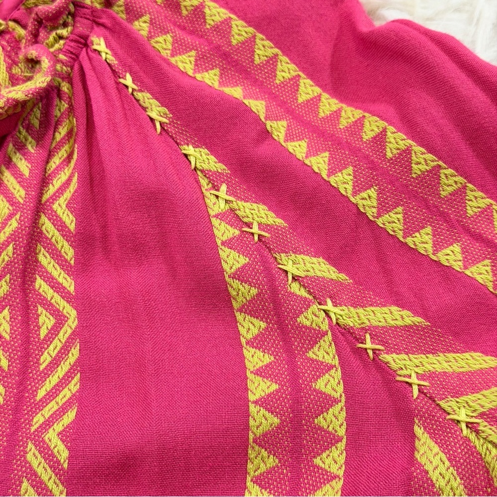 Anthropologie Maeve Dominique Tunic Dress pink yellow Geometric Boho Silhouette - Picture 8 of 15